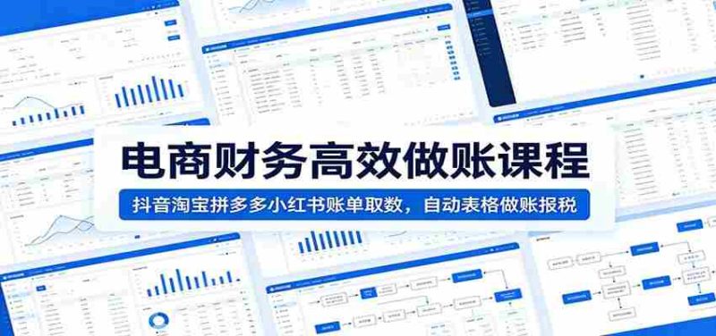 电商财务高效做账课程：抖音淘宝拼多多小红书账单取数，自动表格做账报税-优光资源网