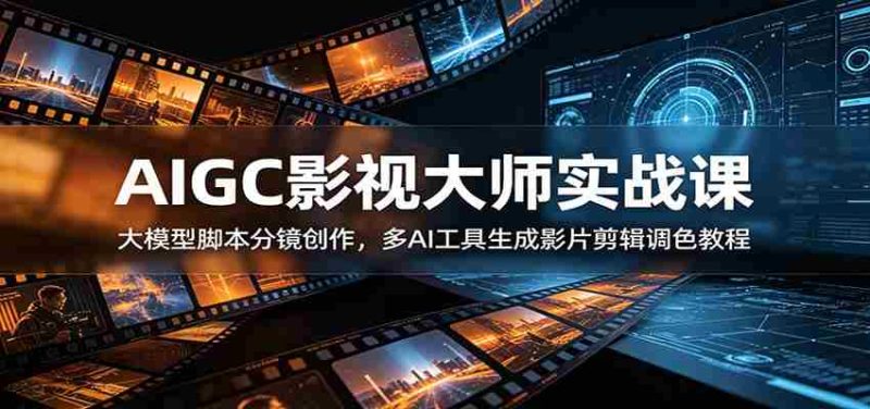 AIGC影视大师实战课：大模型脚本分镜创作，多AI工具生成影片剪辑调色教程-优光资源网