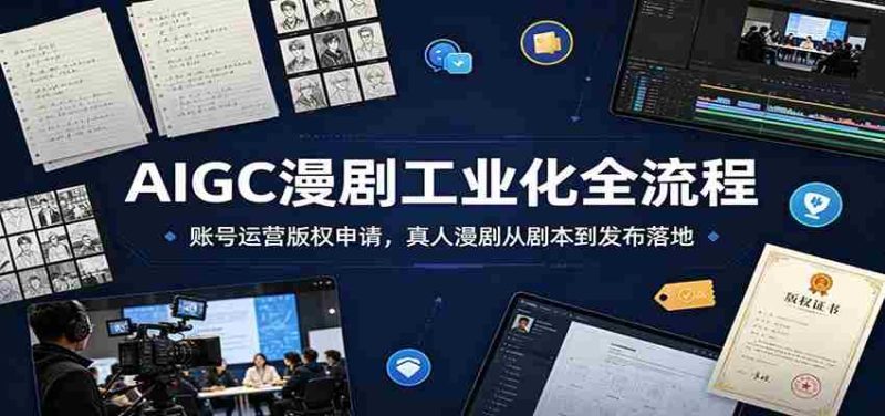 AIGC漫剧工业化全流程：账号运营版权申请，真人漫剧从剧本到发布落地-优光资源网