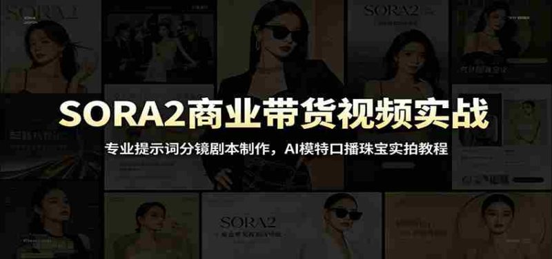 SORA2商业带货视频实战:专业提示词分镜剧本制作,AI模特口播珠宝实拍教程-优光资源网