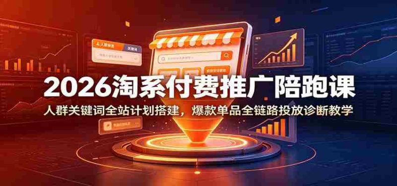 2026淘系付费推广陪跑课:人群关键词全站计划搭建,爆款单品全链路投放诊断教学-优光资源网