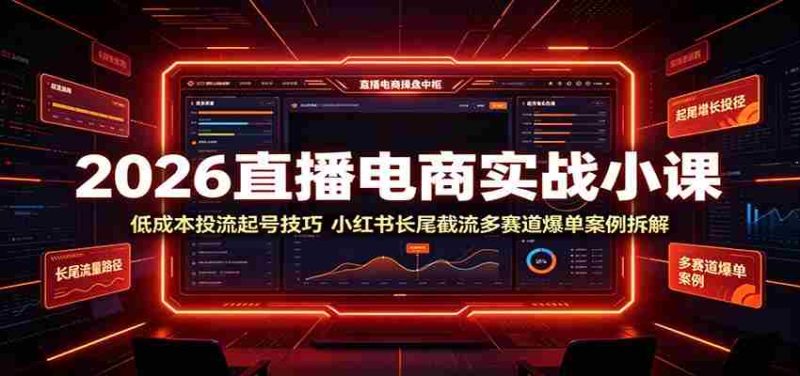 2026直播电商实战小课:低成本投流起号技巧,小红书长尾截流多赛道爆单案例拆解-优光资源网