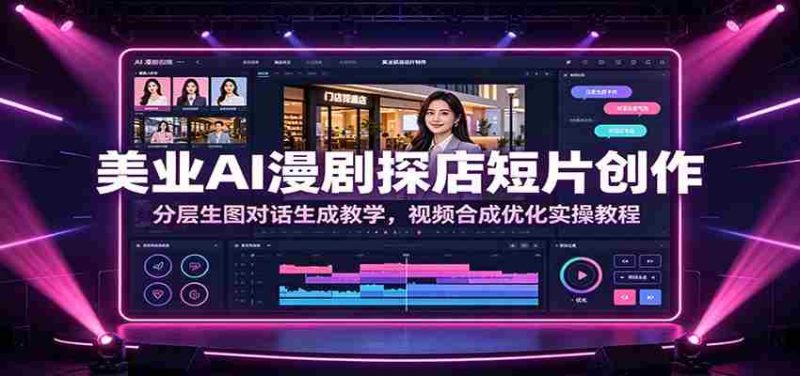 美业AI漫剧探店短片创作：分层生图对话生成教学，视频合成优化实操教程-优光资源网