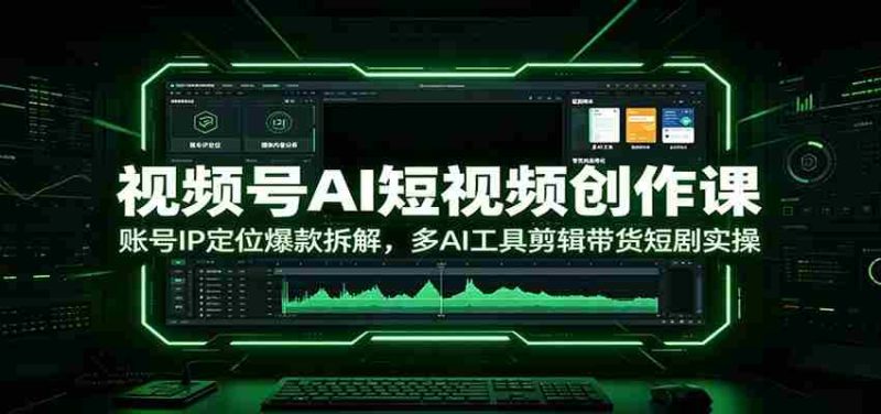 视频号AI短视频创作课：账号IP定位爆款拆解，多AI工具剪辑带货短剧实操-优光资源网