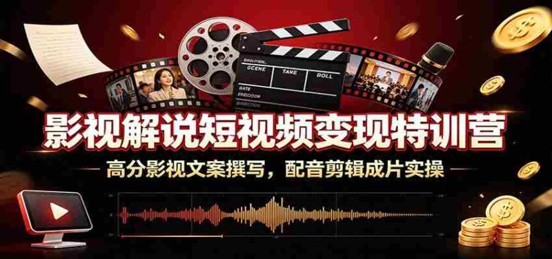 影视解说短视频变现特训营:高分影视文案撰写,配音剪辑成片实操-优光资源网