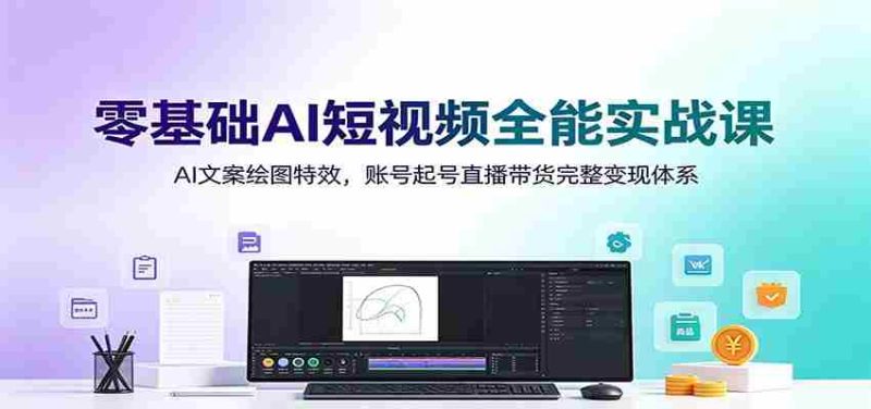 零基础AI短视频全能实战课:AI文案绘图特效,账号起号直播带货完整变现体系-优光资源网