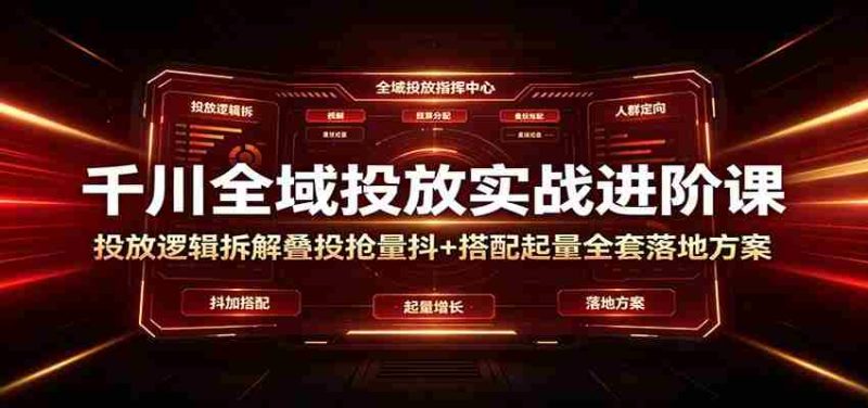 千川全域投放实战进阶课:投放逻辑拆解,叠投抢量抖+搭配起量全套落地方案-优光资源网