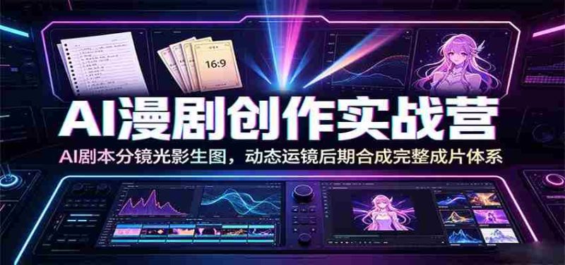 AI漫剧创作实战营:AI剧本分镜光影生图,动态运镜后期合成完整成片体系-优光资源网