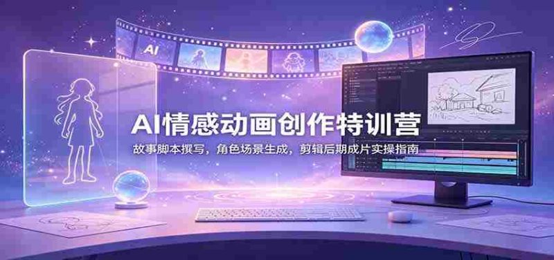 AI情感动画创作特训营：故事脚本撰写，角色场景生成，剪辑后期成片实操指南-优光资源网