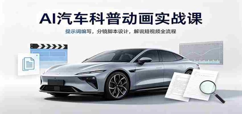 AI汽车科普动画实战课:提示词编写,分镜脚本设计,解说短视频全流程-优光资源网