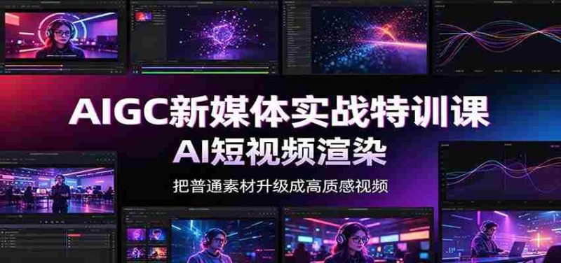 AIGC新媒体实战特训课：工具入门实操，AI短视频渲染，数字人商业视频制作-优光资源网