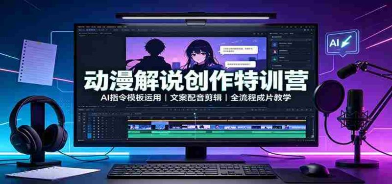 动漫解说创作特训营：AI指令模板运用，文案配音剪辑，全流程成片教学-优光资源网