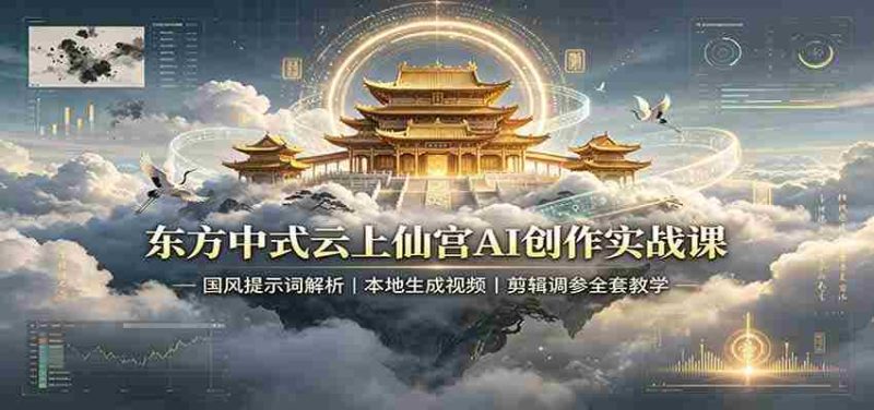 东方中式云上仙宫AI创作实战课:国风提示词解析,本地生成视频,剪辑调参全套教学-优光资源网