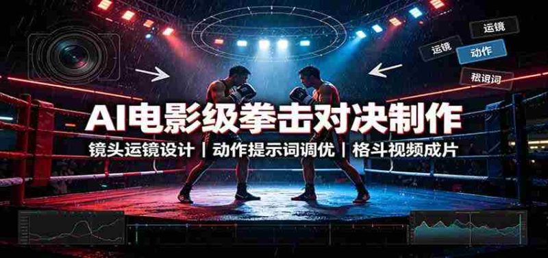 AI电影级拳击对决制作:镜头运镜设计,动作提示词调优,格斗视频成片-优光资源网
