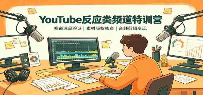 YouTube反应类频道特训营：赛道选品验证，素材版权核查，音频剪辑变现-优光资源网