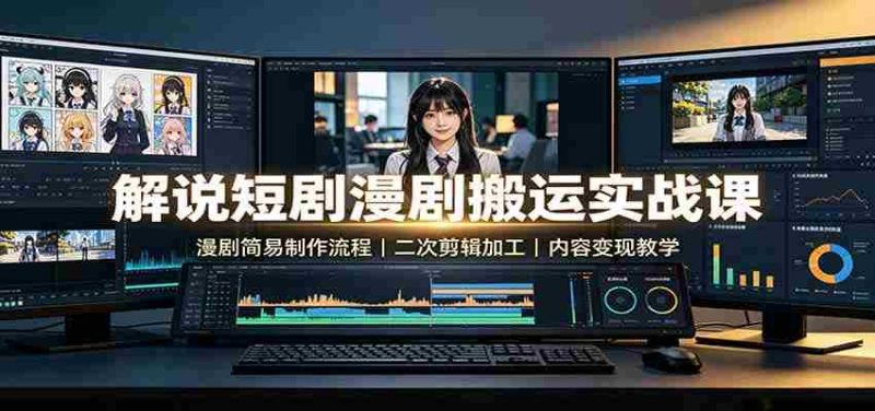 解说短剧漫剧搬运实战课:漫剧简易制作流程,二次剪辑加工,内容变现教学-优光资源网