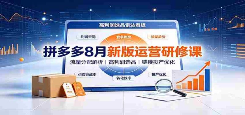 拼多多8月新版运营研修课:流量分配解析,高利润选品,链接投产优化-优光资源网