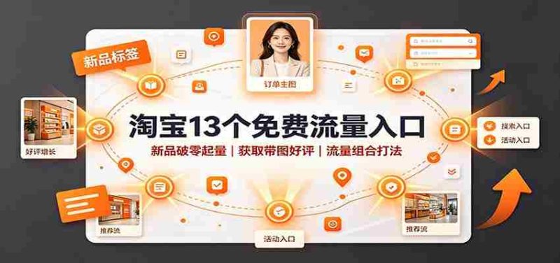 淘宝13个免费流量入口：新品破零起量，获取带图好评，流量组合打法-优光资源网