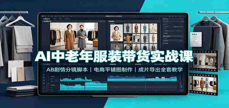 AI中老年服装带货实战课:AB剧情分镜脚本,电商平铺图制作,成片导出全套教学-优光资源网