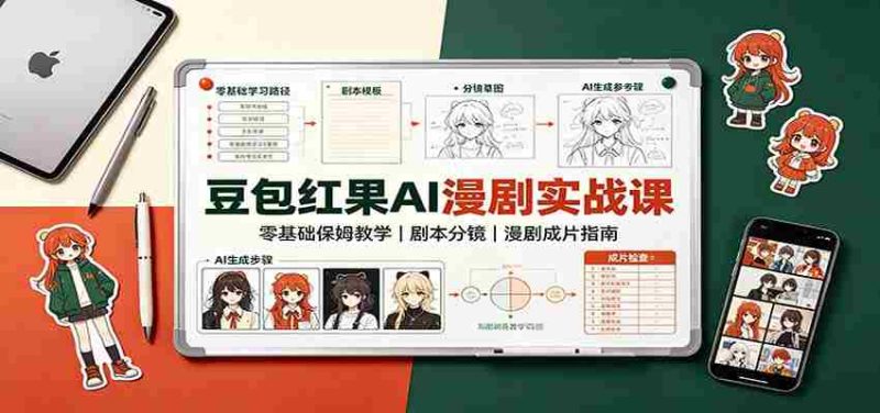 豆包红果AI漫剧实战课:零基础保姆教学,剧本分镜,漫剧成片指南-优光资源网
