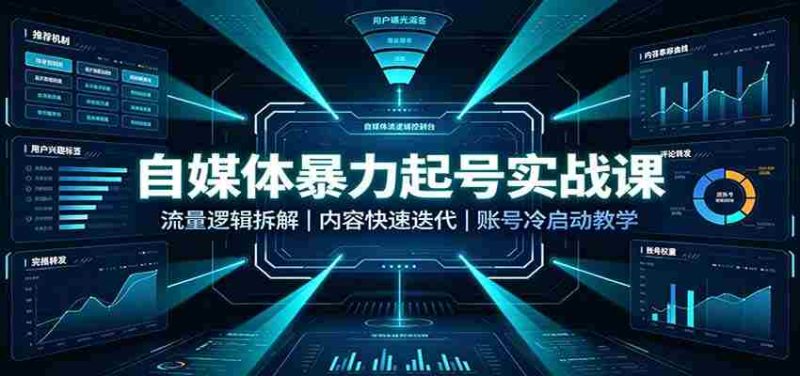 自媒体暴力起号实战课:流量逻辑拆解,内容快速迭代,账号冷启动教学-优光资源网