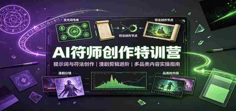 AI符师创作特训营:提示词与符法创作,漫剧剪辑进阶,多品类内容实操指南-优光资源网