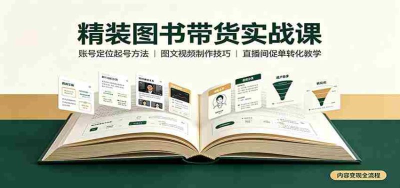 精装图书带货实战课:账号定位起号方法,图文视频制作,促单转化教学-优光资源网