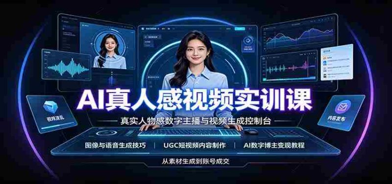 AI真人感视频实训课:图像语音生成,UGC内容制作,AI数字博主变现教程-优光资源网