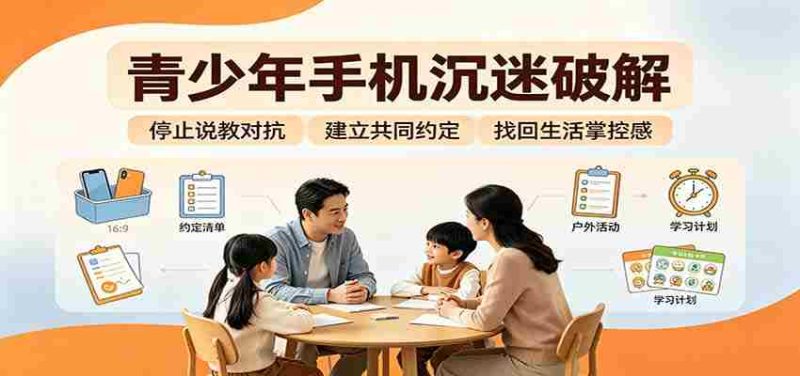 青少年手机沉迷破解:跳出管控说教思维,六步法引导孩子夺回注意力掌控权-优光资源网