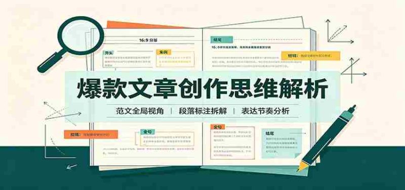 爆款文章创作思维解析：全局视角拆解范文，梳理行文逻辑，搭配真实拆文实操案例-优光资源网
