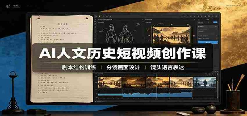 AI人文历史短视频创作课：赛道对标、剧本分镜制图，掌握视频完整产出流程-优光资源网