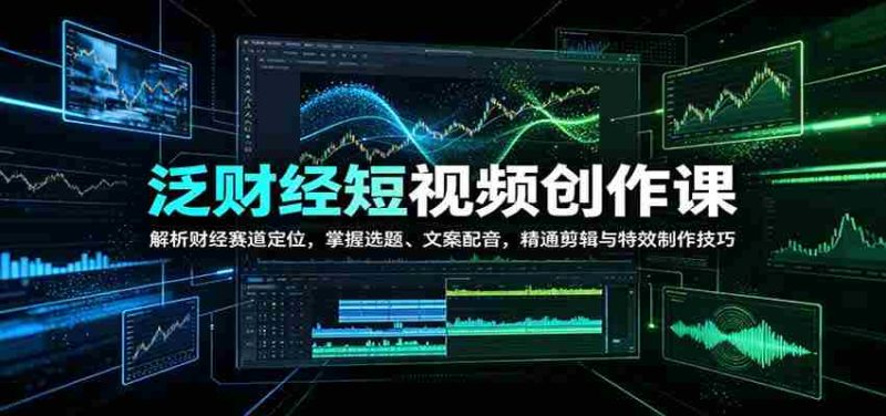 泛财经短视频创作课：解析财经赛道定位，掌握选题、文案配音，精通剪辑与特效制作技巧-优光资源网