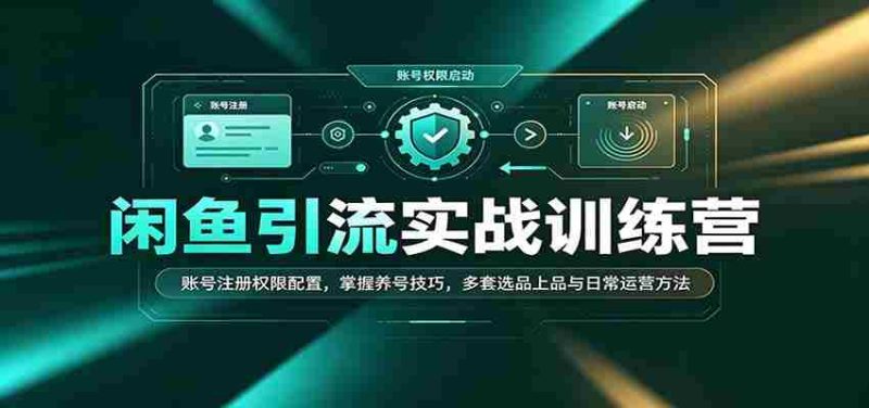 闲鱼引流实战训练营：账号注册权限配置，掌握养号技巧，多套选品上品与日常运营方法-优光资源网