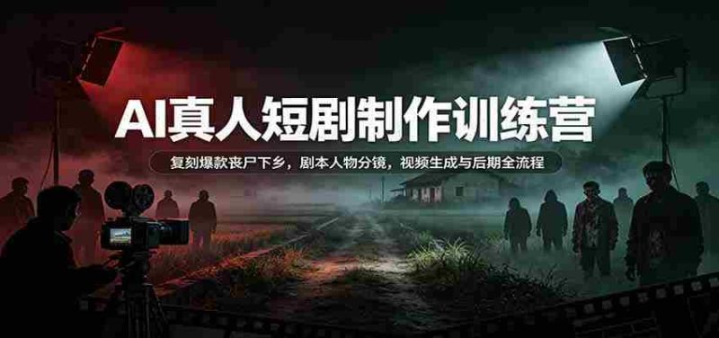 AI真人短剧制作训练营：复刻爆款丧尸下乡，剧本人物分镜，视频生成与后期全流程-优光资源网