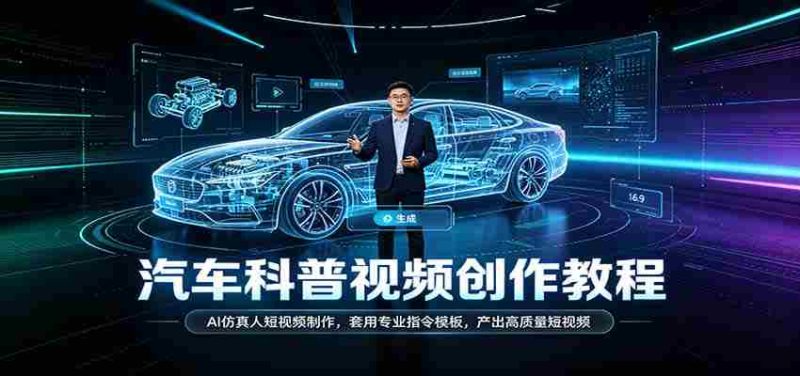 汽车科普视频创作教程:AI仿真人短视频制作,套用专业指令模板,产出高质量短视频-优光资源网