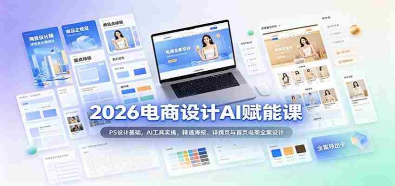 2026电商AI设计赋能教程：PS入门、AI应用技巧，全面掌握电商海报、详情页及首页全案设计-优光资源网