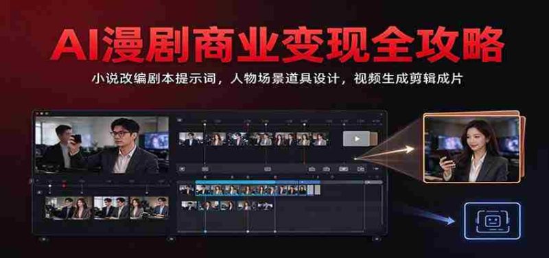 AI漫剧商业变现全攻略：小说改编剧本提示词，人物场景道具设计，视频生成剪辑成片-优光资源网